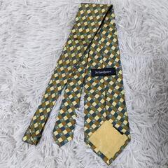 YVES SAINT LAURENT ネクタイ チェック 黃 イヴ サンローランの画像