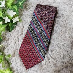 YVES SAINT LAURENT ネクタイ 赤 ネイビー 絹...