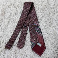 YVES SAINT LAURENT ネクタイ 赤 ネイビー 絹100% イヴサンローランの画像