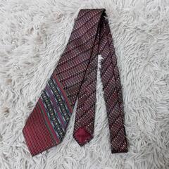 YVES SAINT LAURENT ネクタイ 赤 ネイビー 絹100% イヴサンローランの画像