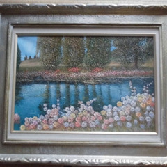 クロード・モネ　油絵　”Landscape ” 　変形サイズ　オルセー・ラベル付き