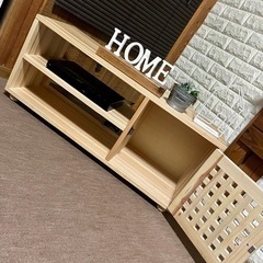 【国産杉使用】格子扉付き・和モダン・ナチュラル・テレビ台・テレビボード・収納棚
