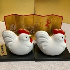 薬師窯　酉　鳥　招福干支　置物の画像