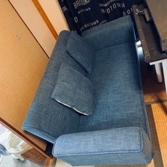 美品ソファベッド(青)