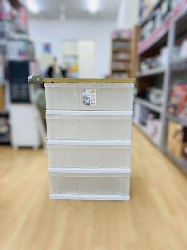 【レガストック川崎本店】IRIS 4段ウッドトップチェスト カラーボックス プラスチックケース 収納ボックス