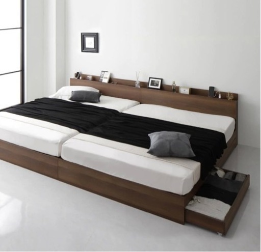 【中古】引き出し収納ベッド『Serest セレスト』2台セット ブラウン　フレームのみ