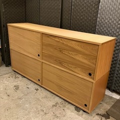 展示品　無印　オーク材　スタッキングシェルフ　飾り棚　シェルフ　サイドボード Amazon｜無印良品 スタッキングシェルフ 木製扉 オーク材突板 83907976