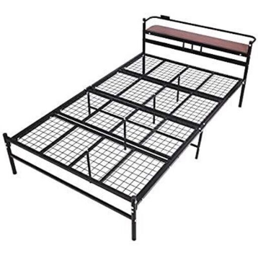 【未使用品】WLIVE パイプベッド セミダブル BL ACH613 ブラック 黒 パイプ ベッド 一人暮らし コンセント付 　#37005-1