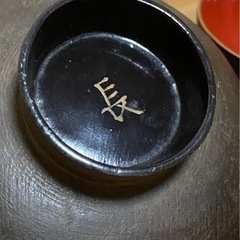 骨董　会津塗　鉄錆蒔絵　赤富士の図　蓋付椀　漆器　5セットの画像