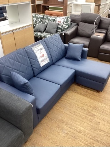 KG-39【新入荷　リサイクル品】カウチソファ　ネイビー