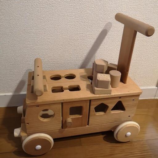 森のパズルバス　手押し車　知育玩具
