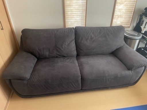ソファー　3人掛け　グレー　スウェード　北欧