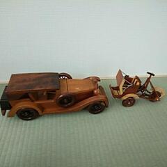 値下げいたしました！木製　車の置物・ベトナムの置物シクロの画像