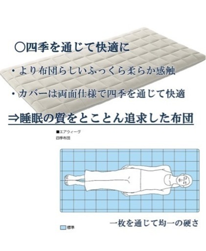 【3点セット】エアウィーブ敷き布団(四季対応)×エアウィーブ枕×ニトリ掛け布団