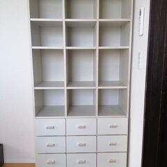 限定特価【三連休ラストチャンス！】☆大容量☆木製収納棚(ホワイト)の画像