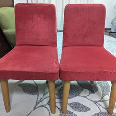 ダイニングチェア×２✨赤色が可愛い♪