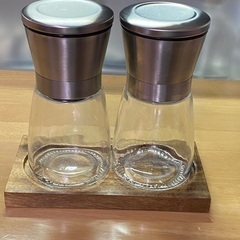 ペッパーミル ソルトミル スレンレス 木製台