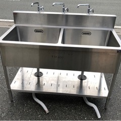 業務用2槽シンク　食洗機用　中古　現状品 ⭐︎中古品 マルゼン 2槽シンク 1200×600×800mm 厨房用品⭐︎