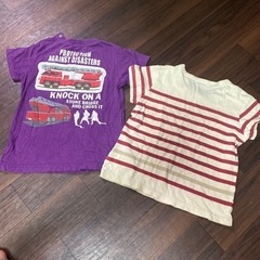 100 可愛いTシャツ2枚セット❣️消防車　ボーダーの画像