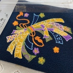 ふろしき 華月 ちりめんの刺繍  45㎝×45㎝の画像