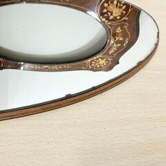 23T292_ジ6 イタリア製 象嵌 壁掛け ミラー 鏡 大型 縦76cm インテリア