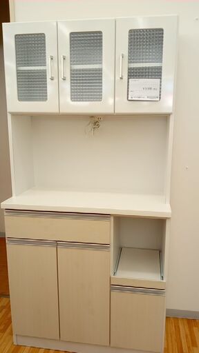 ★ジモティ割あり★  レンジボード ホワイト H182.5×D42×W89 クリーニング済み YJ251