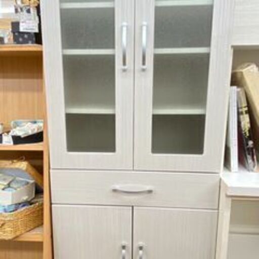 【レガストック川崎本店】★期間限定20％OFF★キッチンキャビネット ハイタイプ ガラス扉 幅60cm 奥行38cm 高さ178cm