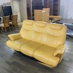 P0356 カリモク Direttore ソファ 革仕様 座面 傷あり