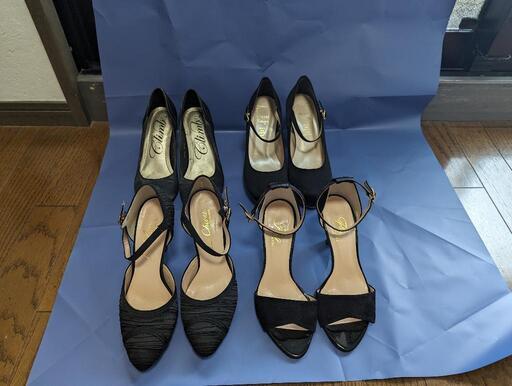 黒いヒールパンプスまとめ売り 21.5〜22センチ