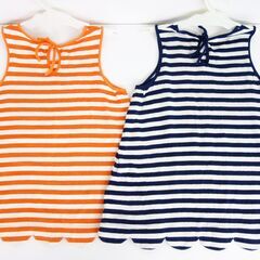 【No.11】キッズ ロゴプリントボーダータンクトップ 130サイズ＆140サイズの画像