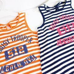 【No.11】キッズ ロゴプリントボーダータンクトップ 130サイズ＆140サイズの画像