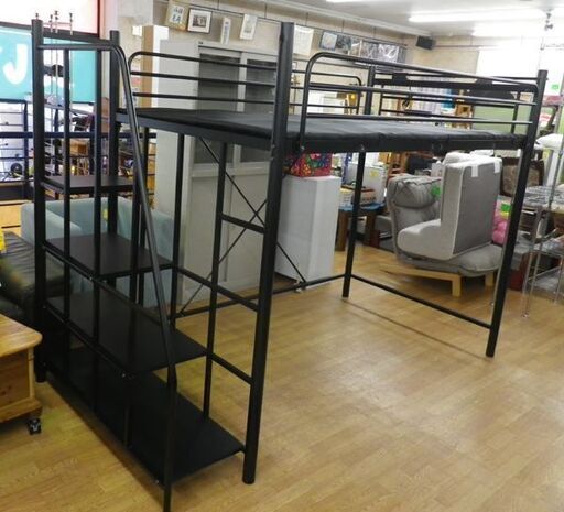 ロフトベッド 宮棚 パイプベッド 階段 耐荷重150kg セミダブル(ブラック) Amazon｜ロフトベッド 宮棚 パイプベッド 階段付き セミダブル 棚 収納