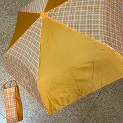 折り畳み傘　オレンジ　チェック　袋付きの画像