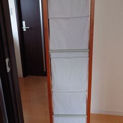 バックの収納　キャスター付き H150×W28×D38 　組み立て家具　#バック収納　#組み立て家具の画像