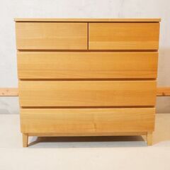 稀少なタモ材を使用した無印良品(MUJI)のタモ材チェスト・4段ワイド