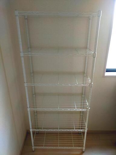 【中古】カラーメタルラック ハイタイプ  ホワイト   パイプラック スチールラック 棚 インテリア 頑丈 大容量 収納 引っ越し 便利  おしゃれ 収納棚 収納ラック 片付け サビに強い