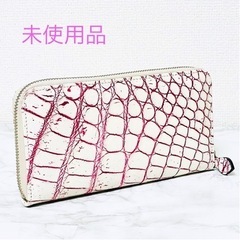 【未使用品】クロコダイル ワニ革 ラウンドファスナー 長財布  ...