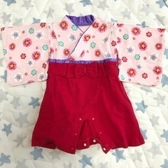 女の子　袴風ロンパース 70-80