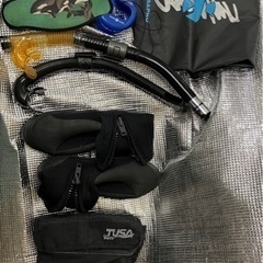 ダイビング軽器材とキャリーバックの画像