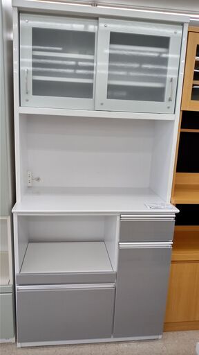 ★ジモティ割あり★  レンジボード 白 H187×D49.5×W88.5 クリーニング済み TJ1364