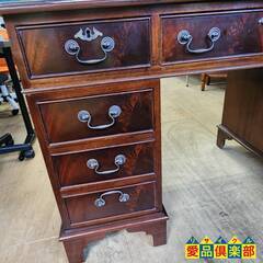 【愛品倶楽部柏店】英国クラシック 両袖プレジデントデスク 天板レザー加工 (鍵1本付) アンティーク/ヴィンテージ/レトロ/イギリスの画像