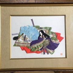 【値下げ】押絵「姫」　布はり絵　額縁入り