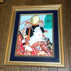【値下げ】押絵「道成寺」　布はり絵　額縁入り