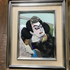 【値下げ】押絵「弁慶」　布はり絵　額縁入り
