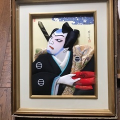 【値下げ】押絵「黒田武士」　布はり絵　額縁入り