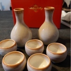 【未使用】萩焼酒器セット　徳利とお猪口5つ付