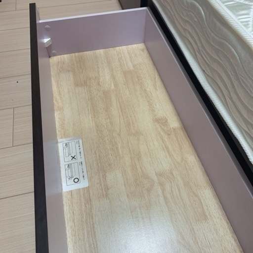 シングルベッド　収納付き　コンセント　宮付き　ダークグレイ　木目