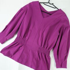 【No.62】美品 シフォンスリーブ七分丈トップス Mサイズ パ...