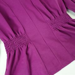 【No.62】美品 シフォンスリーブ七分丈トップス Mサイズ パープル 紫の画像