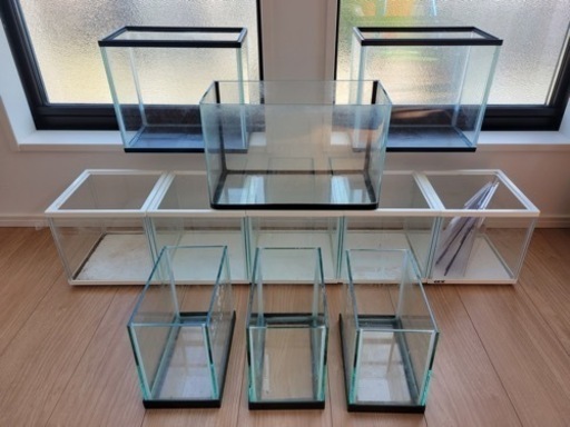 水槽10個セット＋おまけでガラス水槽１個　メダカ・熱帯魚・エビの飼育にどうぞ　直接取引のみ